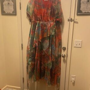 Colorful Sheer Layered Dress